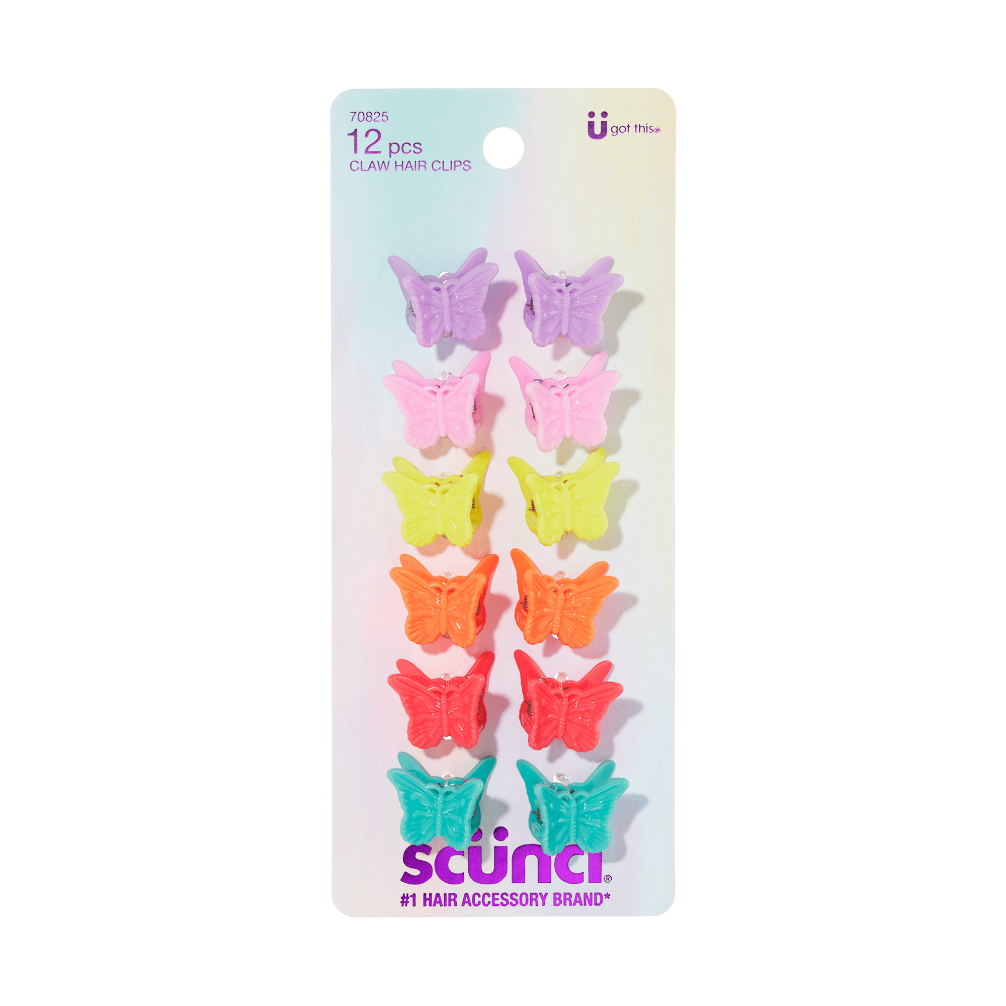 Scunci Rainbow Mini Butterfly Claw Clips & Ponytail Holder Set, 12 Ct & 30 Ct