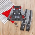 thumbnail image 2 of Pijamas de superhéroe para niños pequeños, ropa de dormir, camiseta, pantalones, disfraz con capa, 2 of 4