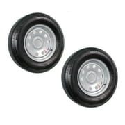 2-Pack Trailer Tire On Rim ST205/75R15 205/75 Radial 5 Hole Modular Wheel Silver