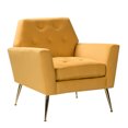 thumbnail image 2 of Velvet Accent Chair, Modern Button Tufted Upholstered Single Sofa Chair Armchair with Adjustable Golden Metal Legs and Padded Cushion, Comfy Lounge Chair with Armrest for Living Room Bedroom, Mustard, 2 of 7