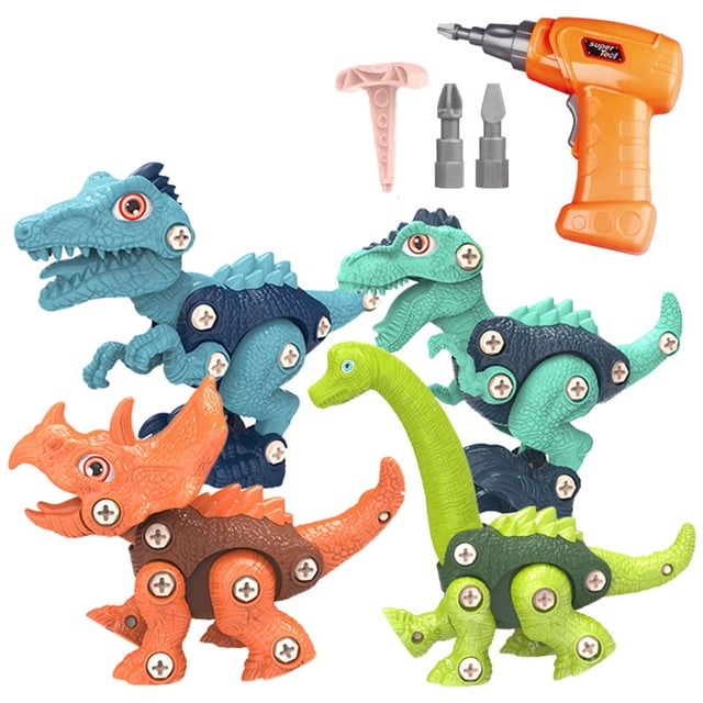 4x Dinosaurios con destornillador Sunnimix Kit de construcción DIY para niños
