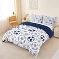 thumbnail image 3 of Castle Fairy Sport Soccer Duvet Cover Queen, Navy Blue White Queen Bedding,Navy Blue Reversible,3-Piece,1 Duvet Cover and 2 Pillowcases, 3 of 6