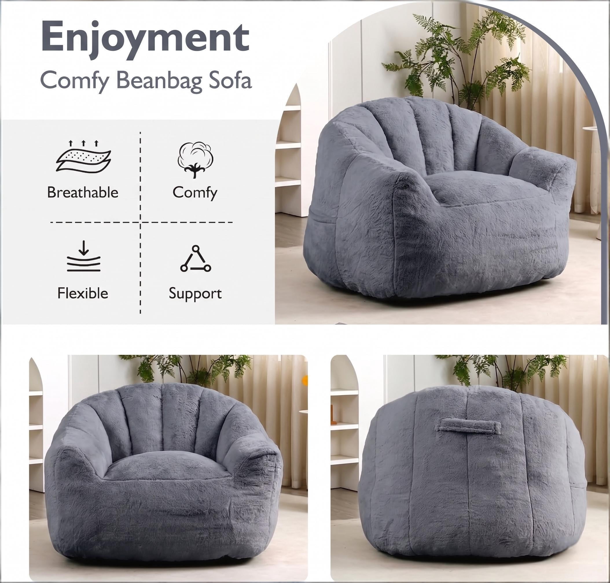 Howcool Bean Bag Chair for Adults, High-Density Foam Stuffed Armrest Lazy Sofa for Living Room Bedroom Reading