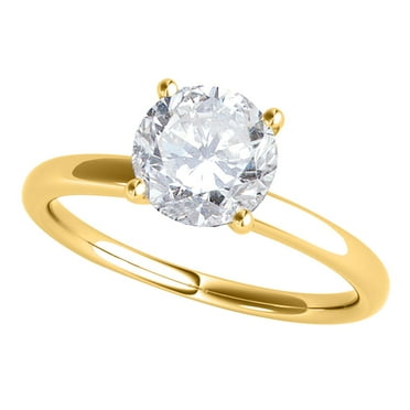Mauli Jewels 1/2 Carat Brilliant Cut Round Diamond Solitaire Engagement Rings for Women, 14K Rose White & Yellow Gold Wedding Rings Gifts for Her