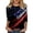 Red 03, variant on Womens Summer Tops Fashion Independence Day American Flag Floral Printed Round Neck 3/4 Sleeve Casual Loose Shirts Red M