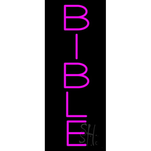 Vertical Bible LED Neon Sign 24" Tall x 10" Wide - inches Black Square Cut Acrylic Backing, with Dimmer - Premium built indoor Sign for Home décor, Event, Religious place, Store interior, Office.