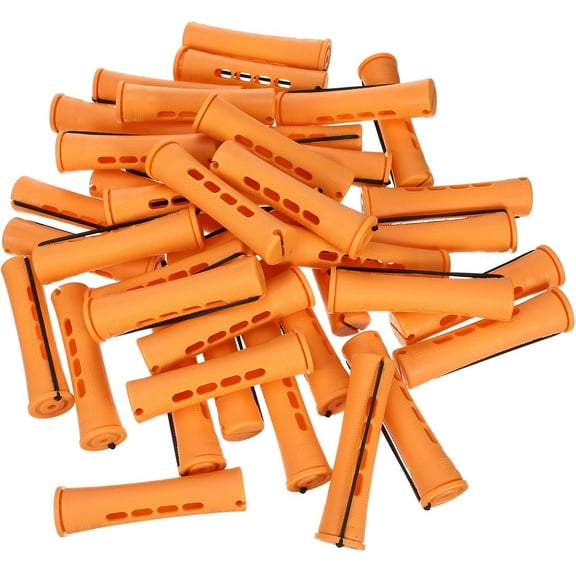 Scheam 40 Pcs Perm Rods for Natural Hair for Long Short Hair Curlers Hairstyle Hairdressing Tools Perm Rods Hair Rollerswith for Hairdressing Styling Large Perm Rods (Orange 3.2*0.86) inch
