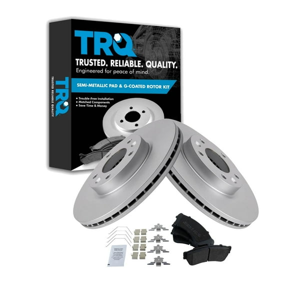 TRQ Front Brake Pad & Rotor Kit Brake Pads Brake Rotor Semi-Metallic Premium G-Coated Fits Select 2006-2012 Ford Fusion 2007-2012 Lincoln MKZ 2006 Zephyr 2006-2013 Mazda 6 2006-2011 Mercury Milan