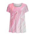 thumbnail image 4 of Outfmvch Chemises à Manches Courtes pour Femmes, Hauts Froncés pour Femmes, Hauts Roses pour Femmes, Hauts pour Tunique Plissée Col Rond Blouses T-Shirts Graphiques, Hauts Col Cowlin pour Femmes, T-Shirts Graphiques pour Femmes Rose 3TG, 4 of 5