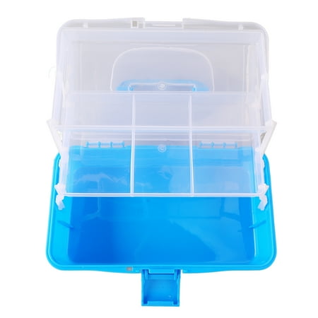 

2024 Three Layer Storage Box Plastic Folding Tool Box Portable Handled Multipurpose Organizer for Art Craft Cosmetic Accessories Sky Blue