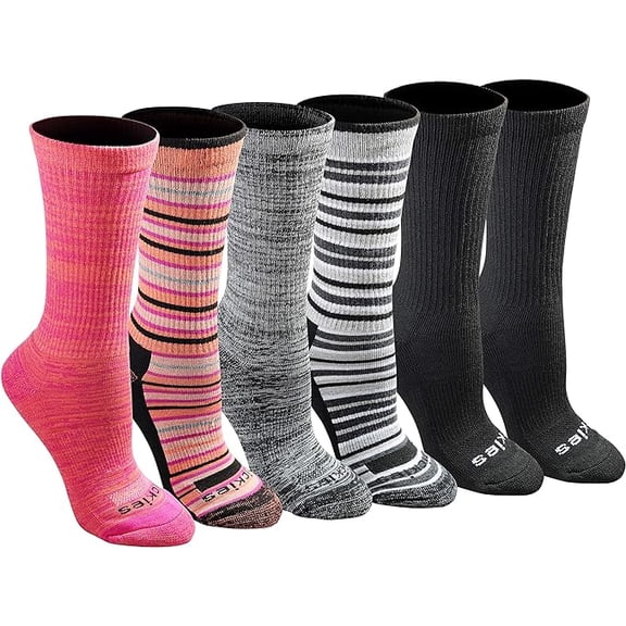 Dickies Women's Dri-Tech Moisture Control Striped Asst Socks, Sizes 6-9, Black
