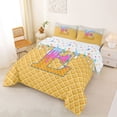 thumbnail image 2 of Catabedysis Waffle Grid Print Full Size Comforter Sets For Boys,Ice Cream Monogrammed E Design Bedding Comforter Set,Colorful Stars Reversible,3-Piece,1 Comforter and 2 Pillowcases, 2 of 7