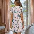 thumbnail image 2 of FKELYI Button Down Nightgowns Women Soft Sleepwear Dress Breathable Nightshirt Dress Hummingbird Love Butterfly Print Pajama Dress Nightwear Short Sleeve Dress for Summer, 2XL, 2 of 6