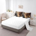 thumbnail image 3 of Wooden Guitar 7Pcs Comforter Set Full,Music Theme Bedding Set for Kids Boys Girls Adult Room Decor,Instrument Splicing Pattern Flat Fitted Sheet Rustic Vintage 2 Throw Pillow Covers,2 Pillowcases, 3 of 5