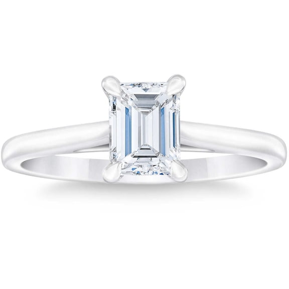 Pompeii Platinum 1Ct Emerald Cut Diamond Solitaire Engagement Ring Lab Grown (G/H,SI1)