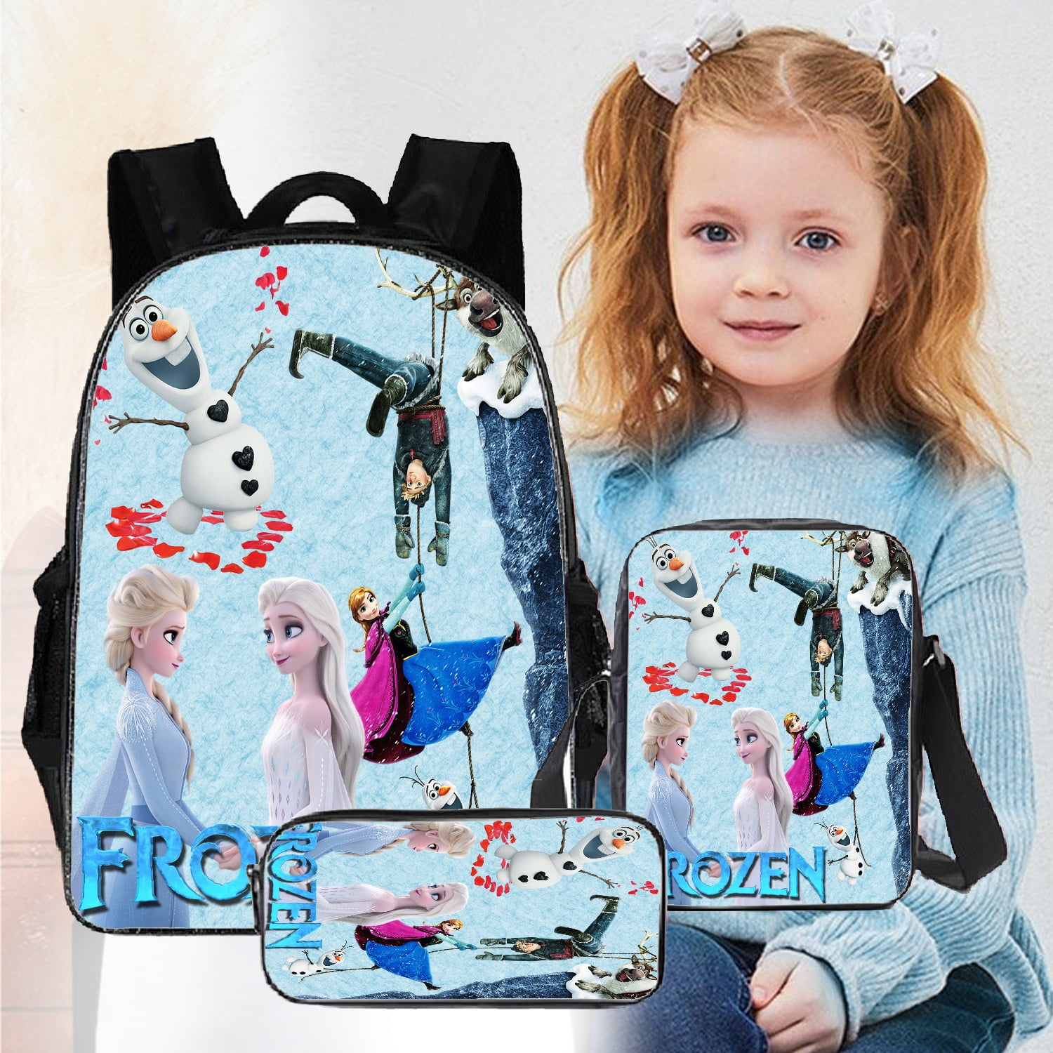 Set of 3 Frozen Princess Cartoon Cute Backpack,Laptop Backpack,Backpack