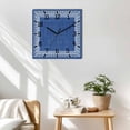 thumbnail image 3 of Navy Blue Geometric Wooden Wall Clock Silent Non Ticking, White Greek Key Design Burlap Modern Art Square Wall Clocks Battery Operated, Decor Clock for Home Office, Living Room, Kitchen, 10 Inch, 3 of 9