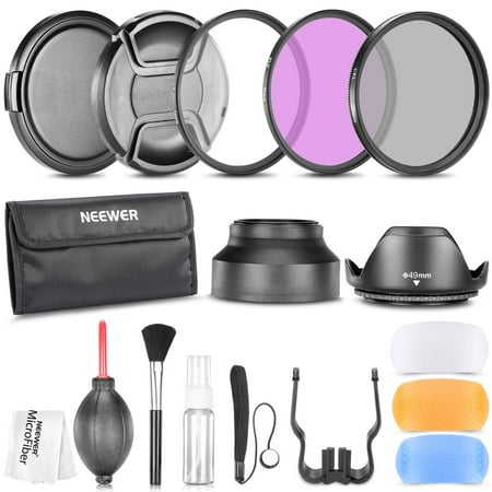 Neewer 49MM Professional Accessory Kit for Canon EOS 400D/ Xti;450D / Xsi; 1000D/ XS; 500D/T1i;550D/ T2i;600D/T3i; 650D/T4i;700D/T5i;100D;1100D; Nikon Sony Samsung Fujifilm Pentax and Other DSLR