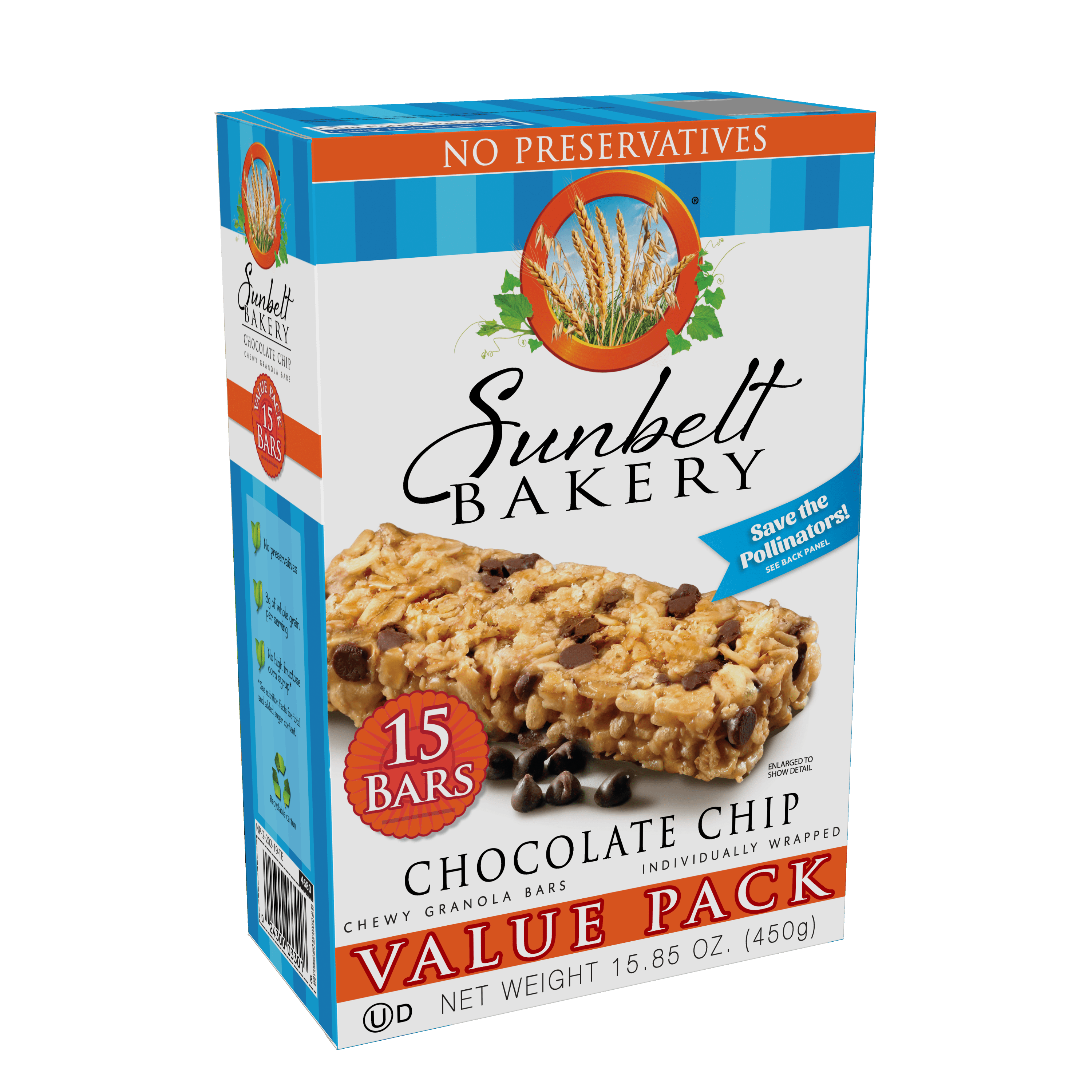 Sunbelt Bakery Chocolate Chip Chewy Granola Bars Value Pack, 4 Boxes, 60 Bars