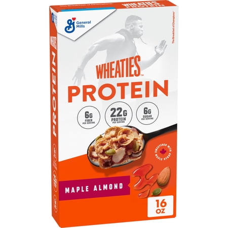 Wheaties Protein Breakfast Cereal, Maple Almond, Breakfast of Champions, 16 oz