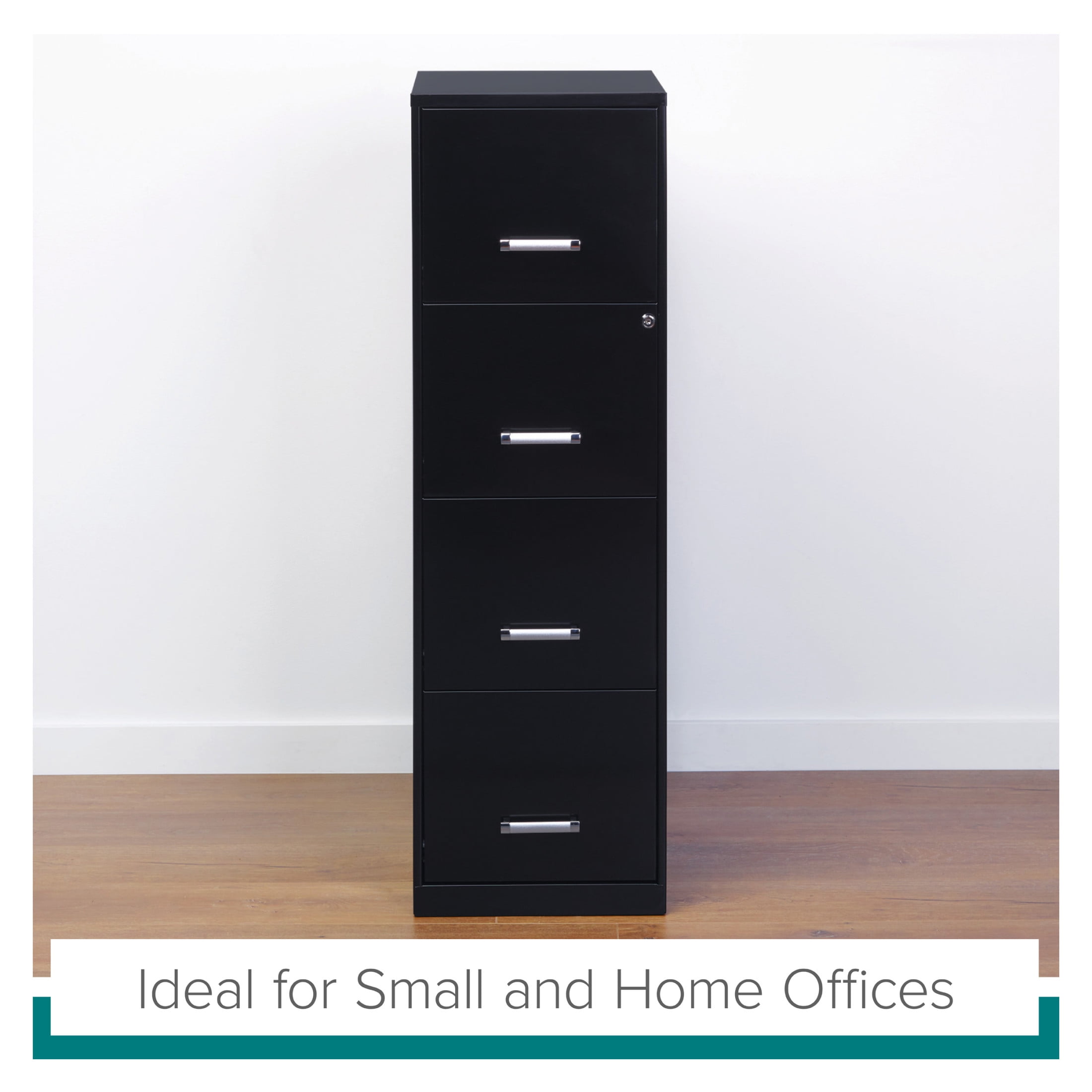 Space Solutions 18" Deep 4 Drawer Smart Letter Width Vertical File Cabinet, Black