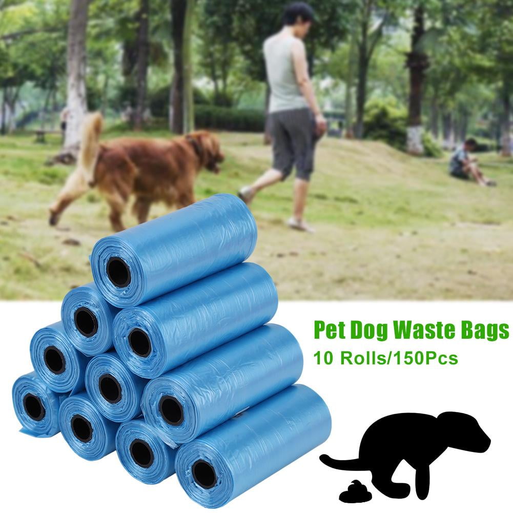 WALFRONT 10 Rolls/150Pcs Plastic Pet Dog Waste Bags 33 * 22cm Durable