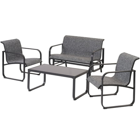 Mainstays Orsley 4-Piece Outdoor Patio Glider Conversation Set - Walmart.com