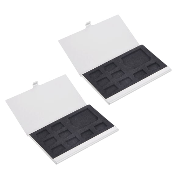 2X 9 -SD/SD Memory Card Storage Holder Box Protector Metal Cases 8 TF&1 SD,2 x Metal Memory Card Case Metal Box Holder,Black & Silver