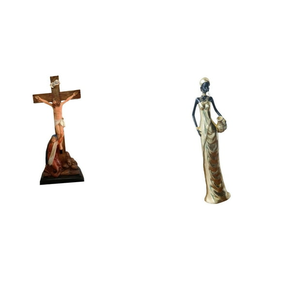 Escultura De La Madre María Y Una Dama Tribal Africana, Adorno Religioso Católico Vintage Para Dormitorio, Mesa, Escritorio, Armario, Regalo De Inauguración De La Casa