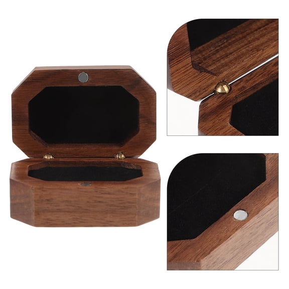 LEORX Vintage Jewelry Box Jewelry Case Black Walnut Wood 1Set Earring Case for Women