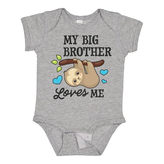 Inktastic My Big Brother Loves Me with Sloth and Hearts Boys or Girls Baby Bodysuit