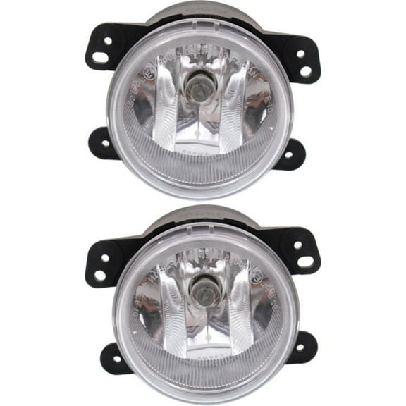 Garage-Pro Front Fog Light Set of 2 Compatible With 2010-2020 Dodge Journey, Fits 2010-2022 Jeep Wrangler OE comparable Halogen With bulbs Driver and Passenger Side CAPA