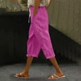 thumbnail image 2 of LEKODE Women's Casual Capris Pants High Waist Pants Drawstring Loose Fit Summer Trousers with Pockets for Beach Vacation Hot Pink M, 2 of 7