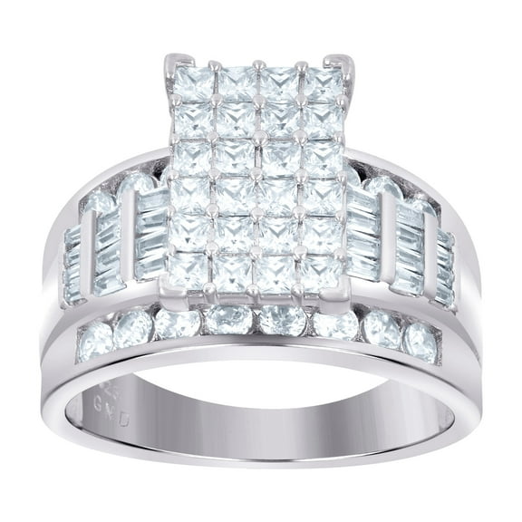 925 Sterling Silver Women Princess-cut Cubic Zirconia Size 6 9.5mm Bridal Band Ring Ring for Women and Men