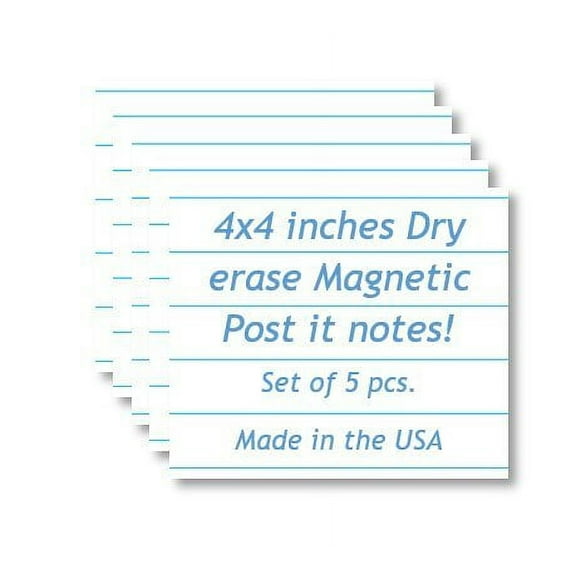 Dry Erase Notes - Magnetic Dry Post-it Notes - Notepad/Writing Pad Design - 4" x 4" (5 Pack)