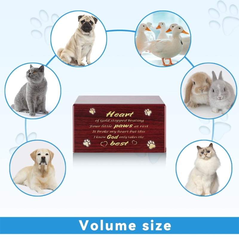 Zecic Dog Cremation Urn with Carved Word Small Pet Funeral Ashes Box Wood Memorial Box