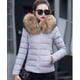 thumbnail image 3 of Chaqueta de algodón para mujer, chaqueta de algodón de talla grande para mujer, estilo corto de moda, cuello de piel grande, chaqueta de algodón de corte ajustado, 3 of 6