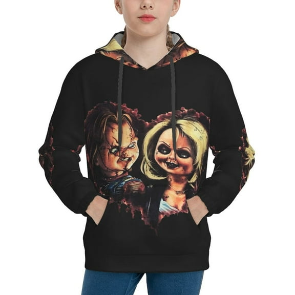Chucky Hoodie Lightweight Pullover Halloween Graphic Hooded Sweatshirt for Girls Boys with Pocket Small