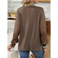 thumbnail image 4 of SWQZVT Long Sleeve Tops Oversized Round Crew Neck Casual Color Block Womens Shirts Blouses, 4 of 6