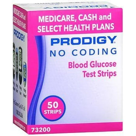 No Glare Strips - Prodigy No Coding Blood Glucose Test Strips - 50 strips