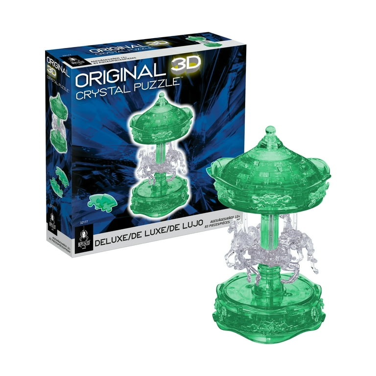 BePuzzled 3D Crystal Puzzle - Carousel (Green/White): 83 Pcs