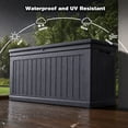 thumbnail image 2 of UIOWIO 320 Gallon Large Outdoor Storage Deck Box,Resin Waterproof UV Resistant Storage Box with Hundles,Outside Lockable Deck Box for Patio Furniture Pool and Sports Equipment,Black, 2 of 9
