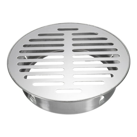 Floor Drain Cover 7.1" x 5.9" (160 Flat Mouth), 1 Pcs 304 Stainless Steel Round Anti Blocking Snap-in Drain Strainers for Outdoor Bathroom Kitchen Washroom Landscaped, Silver