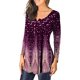 thumbnail image 3 of Pntutb Moda Mujer Cuello Redondo Botones Impresos Manga Larga Dobladillo Asimétrico Top Pntutb Pntutb-2578, 3 of 6