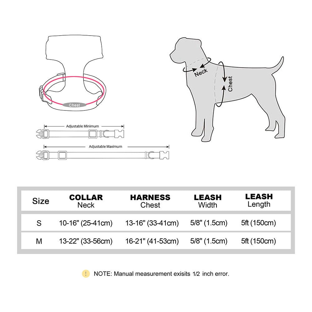 Didog Cute Bowknot Dog Collar and Soft Walking Harness and 5ft Leash set for Extra Small and Small Breeds Shih Tzu Yorkshire