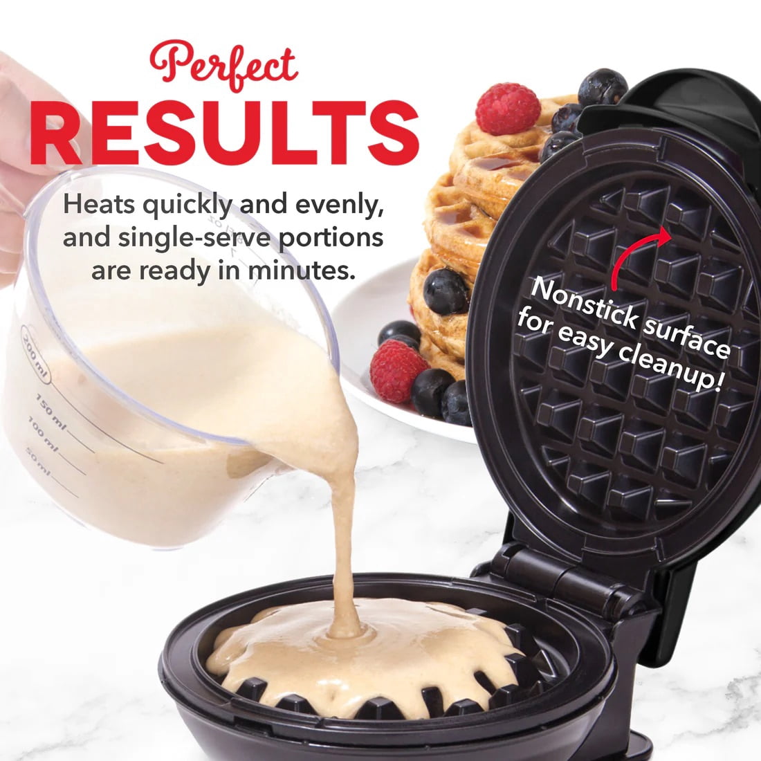 Mini Waffle Maker 2 Pack for Individual Waffles Hash Browns Keto Chaffles with Easy to Clean NonStick Surfaces 4 Inch