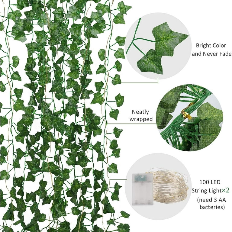 24 Pack 173ft Artificial Ivy Vines Fake Garland Leaves Plants Hanging  Greenery Garland for Bedroom Wedding Party Garden Wall Decoration