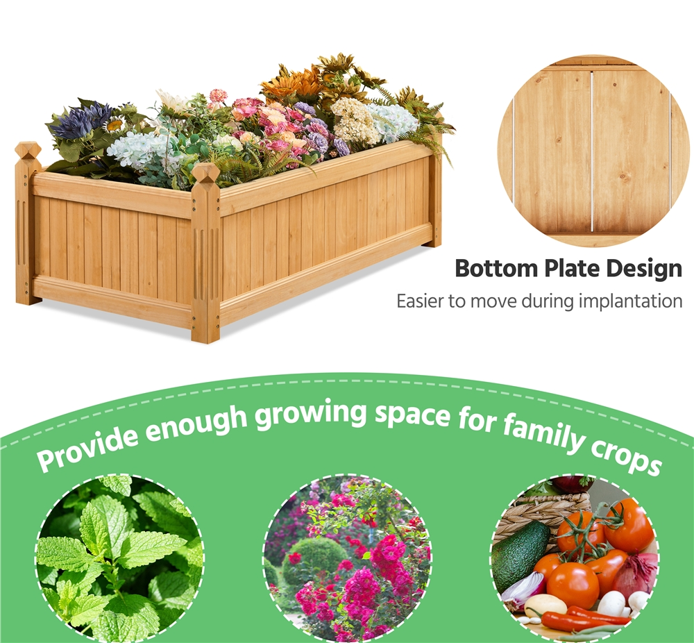 Renwick Wood Rectangular Garden Planter for Yard/Greenhouse, Light Brown