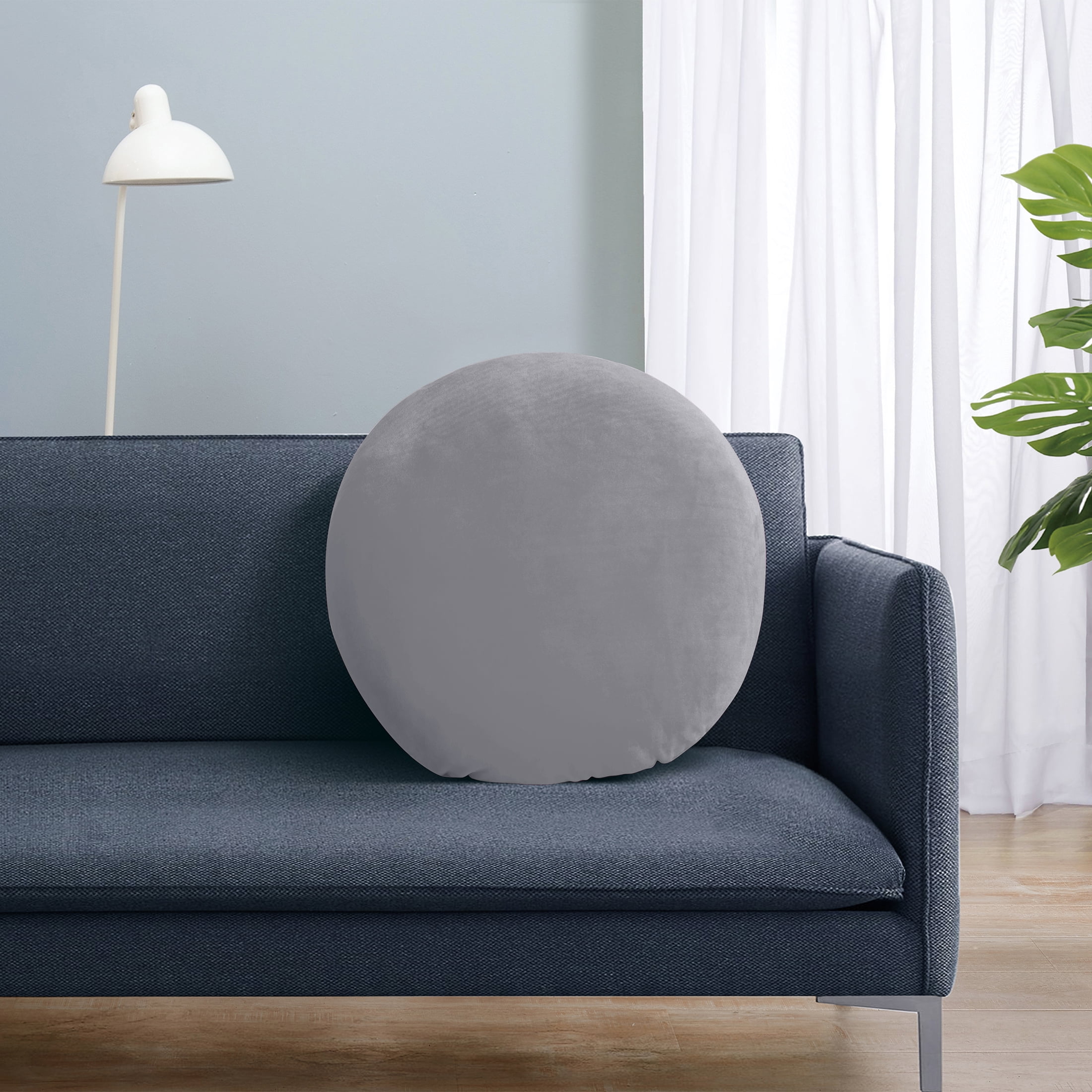 Mainstays 21" x 21" Grey Squishy Extra Soft Round Decorative Pillow, 1-Pack, for All Ages