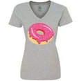 thumbnail image 3 of Inktastic Pink Donut with Sprinkles Women's V-Neck T-Shirt, 3 of 5